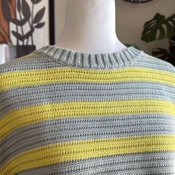 NWOT Free People Links Pullover Sweater Slouchy Knit Chunky Striped Yellow Gray - Picture 4 of 11